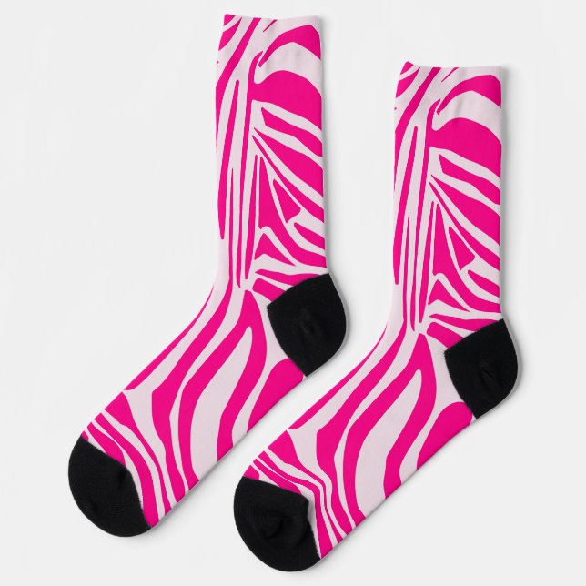 Pink Zebra Print Pattern Socks (Left)