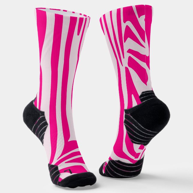 Pink Zebra Print Pattern Socks (Angled)