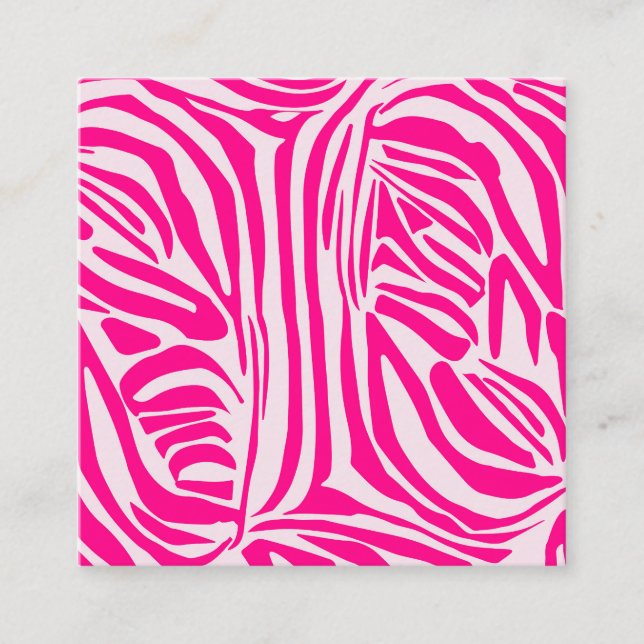 Pink Zebra Print Pattern Square Business Card (Front)