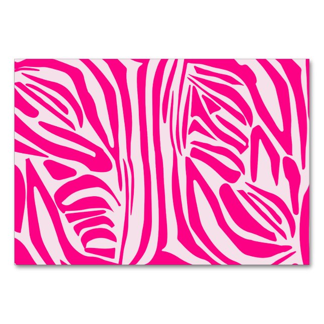 Pink Zebra Print Pattern Table Number (Front)