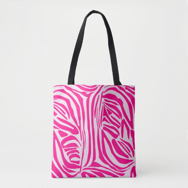 Pink Zebra Print Pattern Tote Bag (Front)