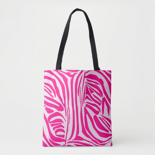 Pink Zebra Print Pattern Tote Bag (Front)