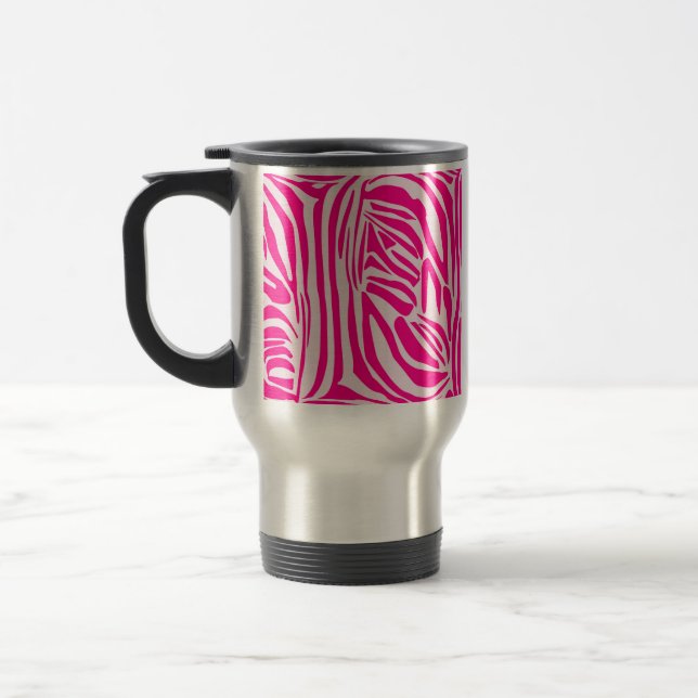 Pink Zebra Print Pattern Travel Mug (Left)