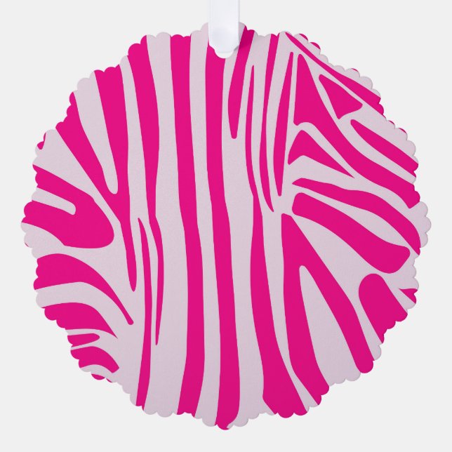 Pink Zebra Print Pattern Tree Decoration Card (Front)