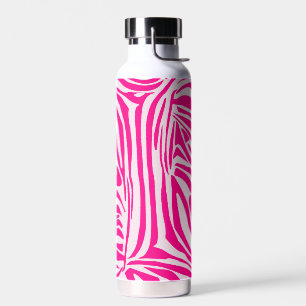 Pink Zebra Print Pattern Water Bottle