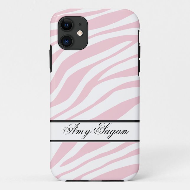 Pink Zebra Print personalised iPhone 5 Case (Back)
