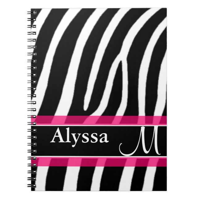 Pink Zebra Print Personalised Notebook (Front)