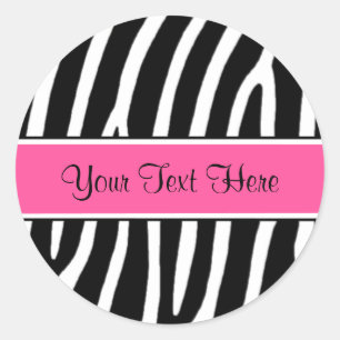Pink Zebra Print Personalised Stickers