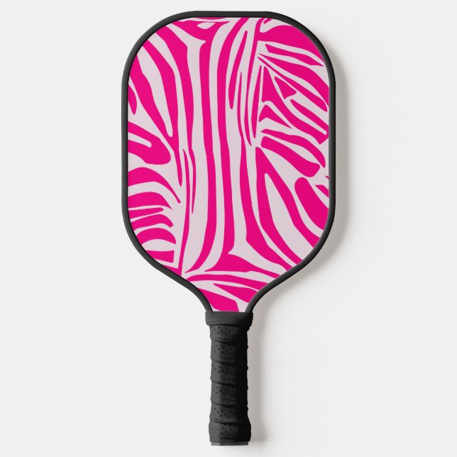 Pink zebra print pickleball paddle (Front)