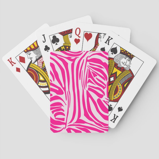 Pink zebra print playing cards (Back)
