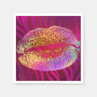 Pink Zebra Print Rainbow Gold Glitter Lips Party