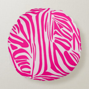 Pink zebra print round cushion