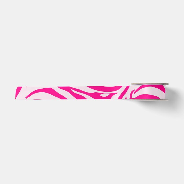 Pink zebra print satin ribbon (Front)