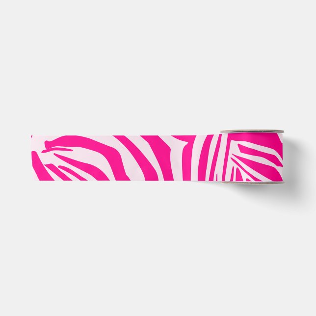 Pink zebra print satin ribbon (Front)