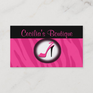 Pink Zebra Print Shoe Boutique Business Card