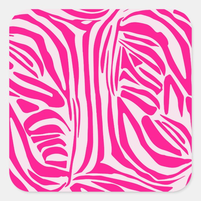 Pink zebra print square sticker (Front)
