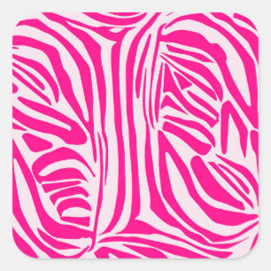 Pink zebra print square sticker