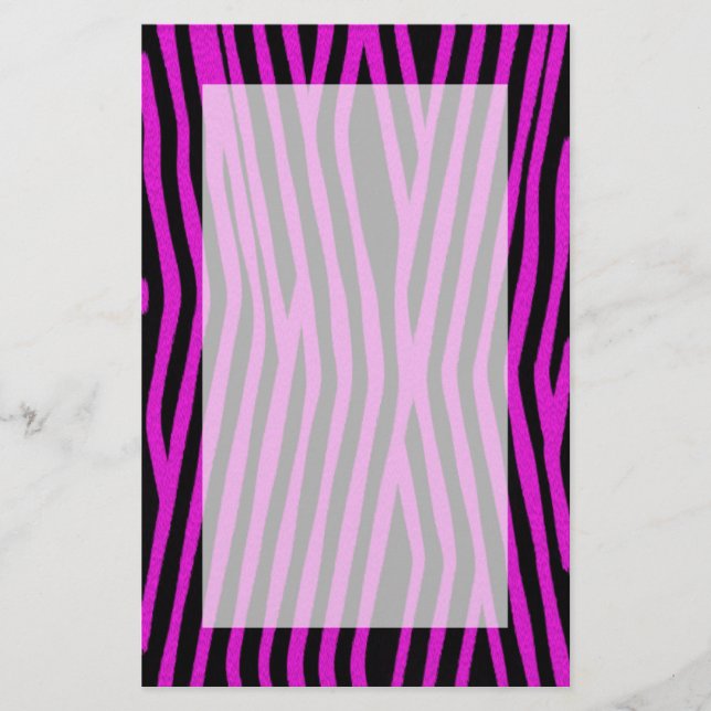 Pink Zebra Print Stationery (Front)
