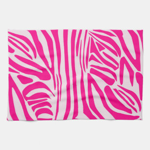 Pink zebra print tea towel