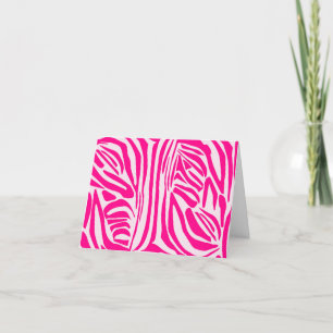 Pink zebra print thank you card