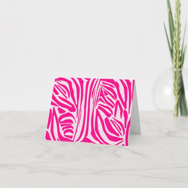 Pink zebra print thank you card (Front)