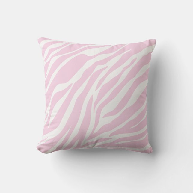 Pink Zebra Print Throw Pillow (Front)