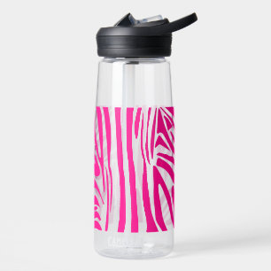 Pink zebra print water bottle