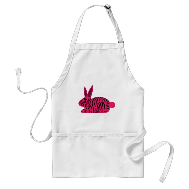 Pink Zebra Rabbit Standard Apron (Front)