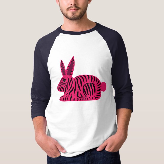 Pink Zebra Rabbit T-Shirt (Front)
