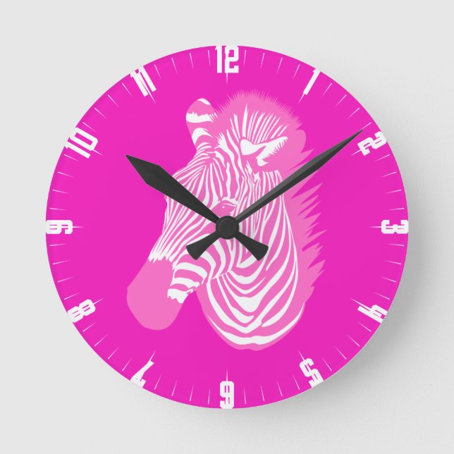 Pink Zebra Round Clock (Front)