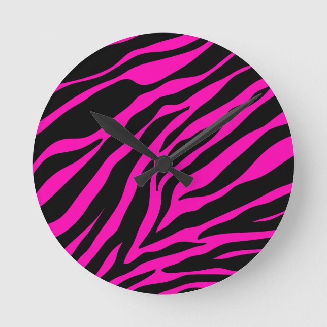 pink zebra round clock (Front)