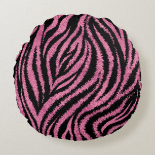  "Pink Zebra"  Round Pillow