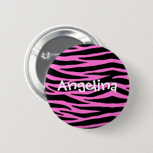 Pink Zebra Skin Stripes Button