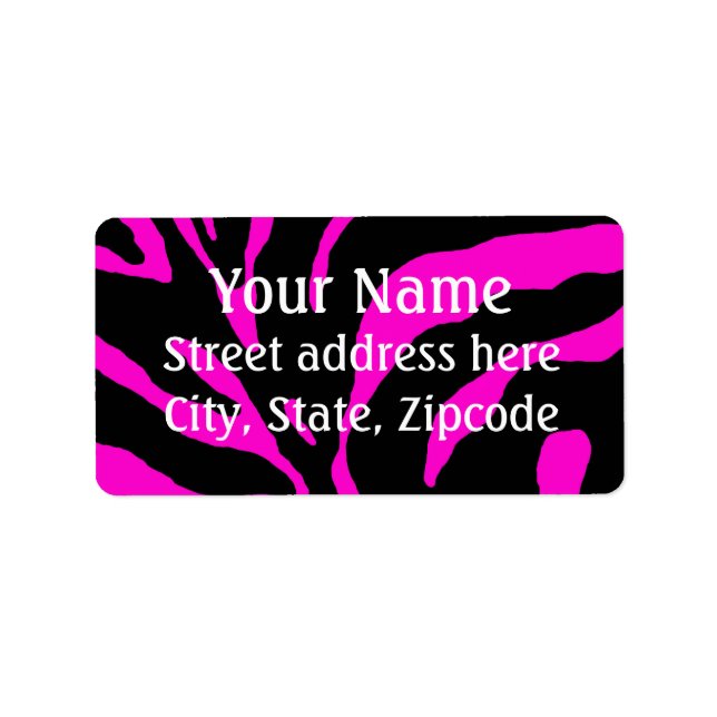 Pink Zebra Stripe Animal Print Label (Front)