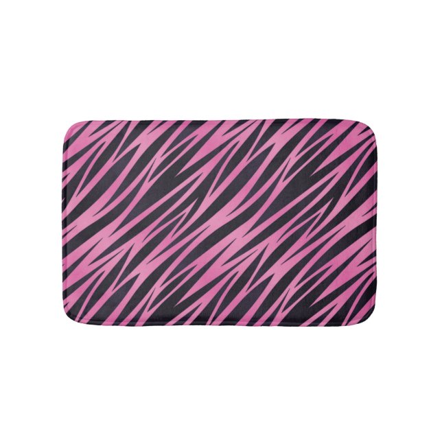 Pink Zebra Stripe Background Bath Mat (Front)