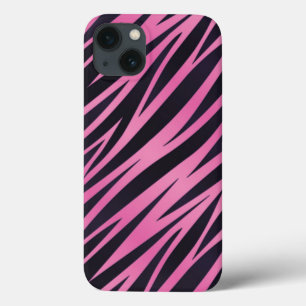 Pink Zebra Stripe Background iPhone 13 Case