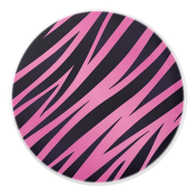 Pink Zebra Stripe Background Ceramic Knob (Front)