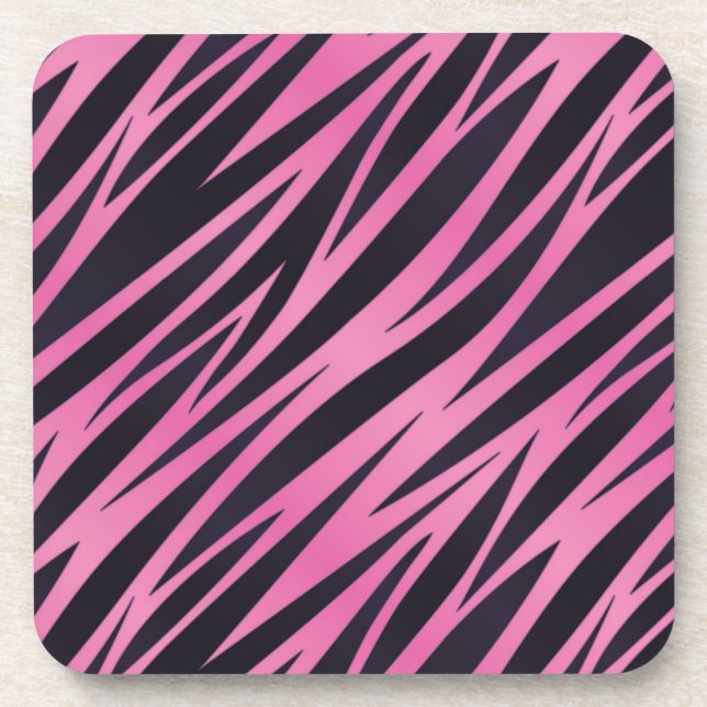 Pink Zebra Stripe Background Coaster (Front)