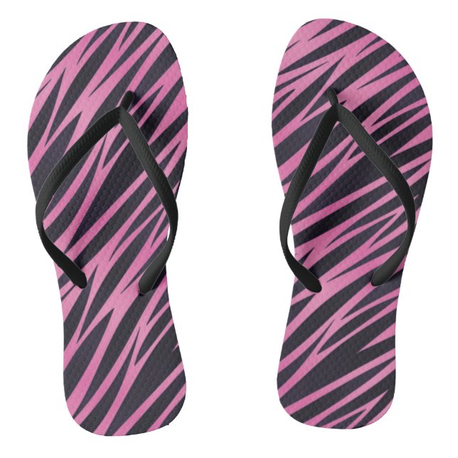 Pink Zebra Stripe Background Jandals (Footbed)