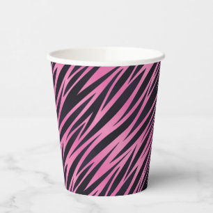Pink Zebra Stripe Background Paper Cups