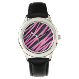 Pink Zebra Stripe Background Watch