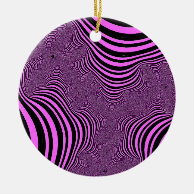 Pink Zebra Stripes Ceramic Tree Decoration (Front)