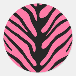 Pink Zebra Stripes Classic Round Sticker