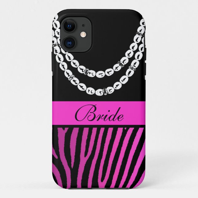 Pink zebra stripes classy pearl iphone 5 case (Back)