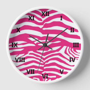 Pink Zebra Stripes Clock