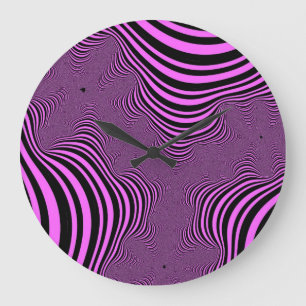 Pink Zebra Stripes Large Clock