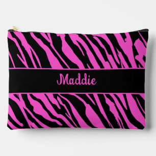  Pink Zebra Stripes Pattern  Accessory Pouch
