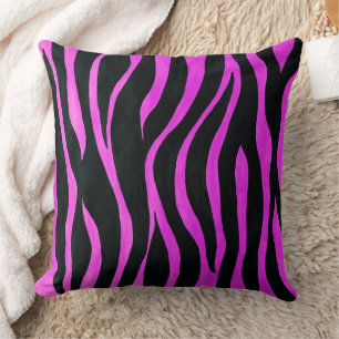 Pink Zebra Stripes Throw Pillow