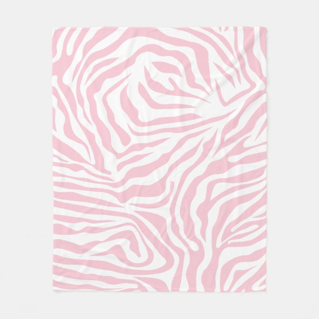 Pink Zebra Stripes Wild Animal Print Zebra Pattern Fleece Blanket (Front)