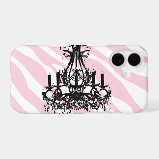 Pink Zebra Stripes With Black Chandelier